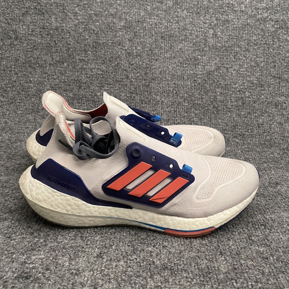 didas Ultraboost 22 Running Shoes Womens Sz 9 Crystal White Turbo Indigo GX558